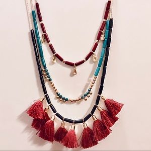Layered Statement Necklace with Tassles